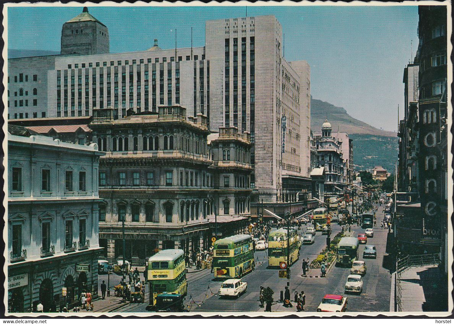 South Africa - Cape Town - Adderley Street - Modern Buildings - Cars - Double-decker Bus - VW Käfer - DKW - Opel - Südafrika