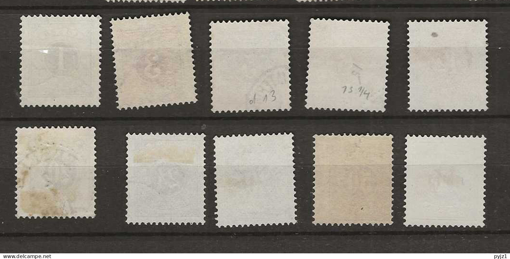 1877 USED Sweden Mi 1-10B Perf 13 - Postage Due