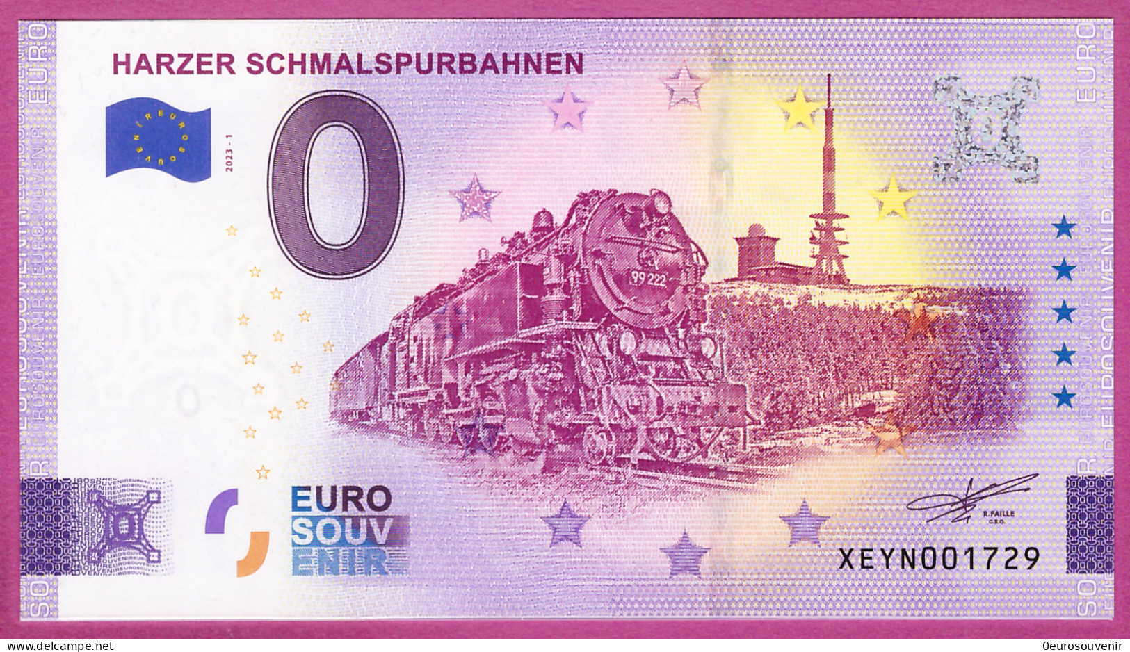 0-Euro XEYN 2023-1 HARZER SCHMALSPURBAHNEN BROCKEN STATION - Privatentwürfe