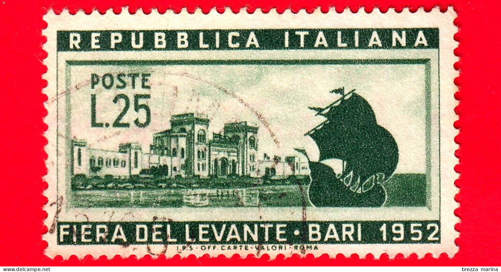 ITALIA - Usato - 1952 - Bari, 16ª Fiera Del Levante - Caravella E Ingresso Della Fiera - 25 L. - 1946-60: Oblitérés
