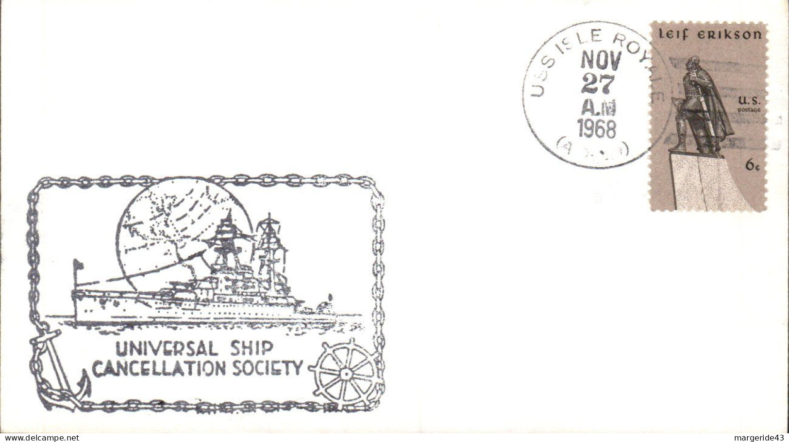 USA ETATS UNIS PLI DU NAVIRE U S S ISLE ROYALE 1968 - Covers & Documents