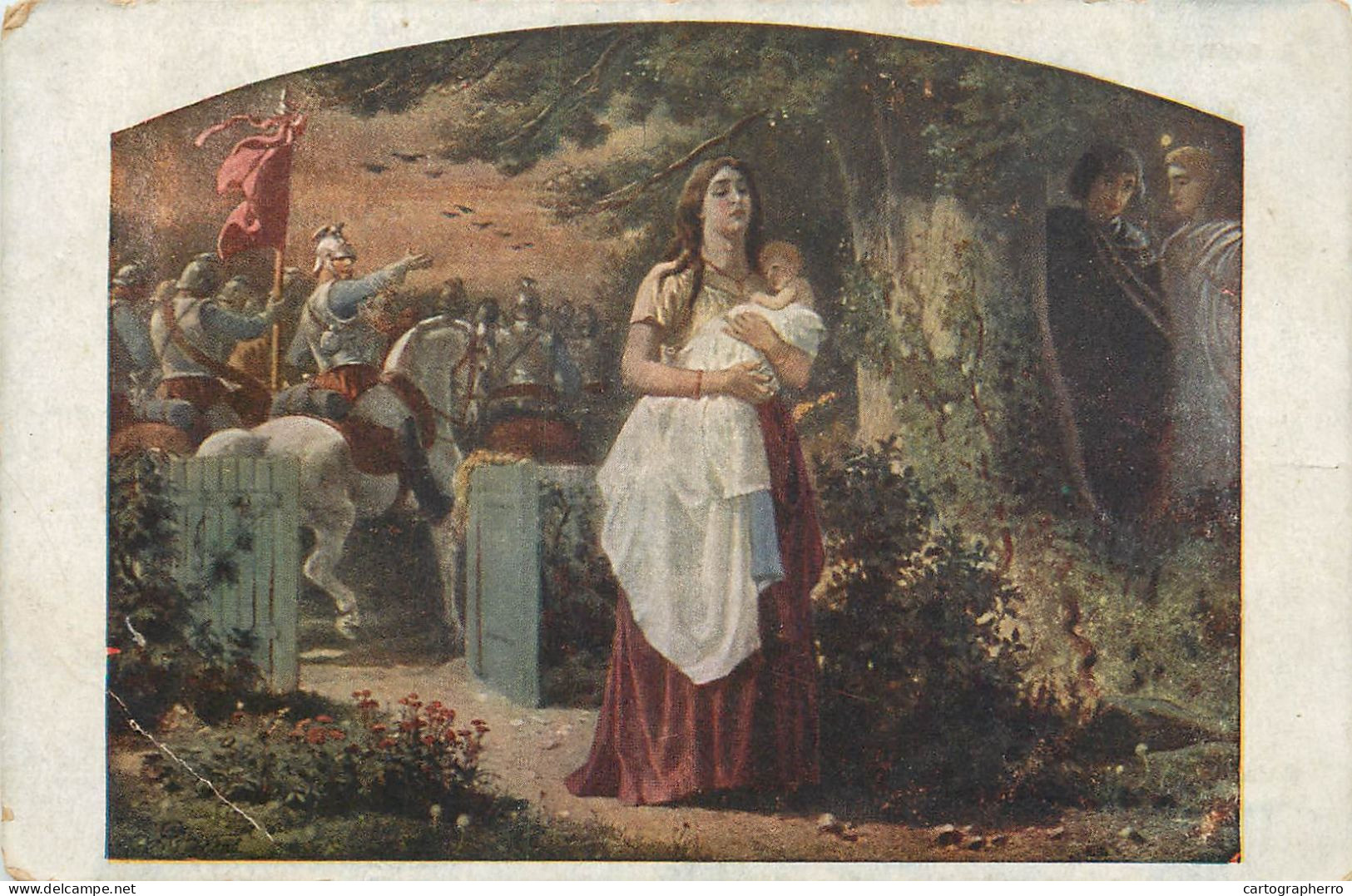 Postcard Fine Arts Painting A. Grottger La Guerre - Malerei & Gemälde