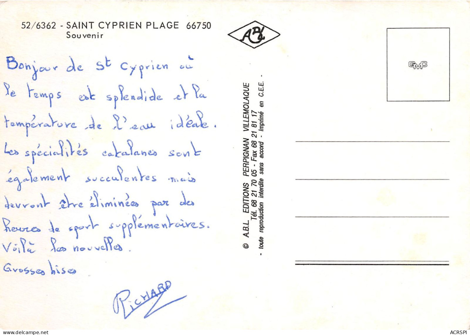 SAINT CYPRIEN PLAGE Souvenir 20(scan Recto-verso) MA606 - Saint Cyprien