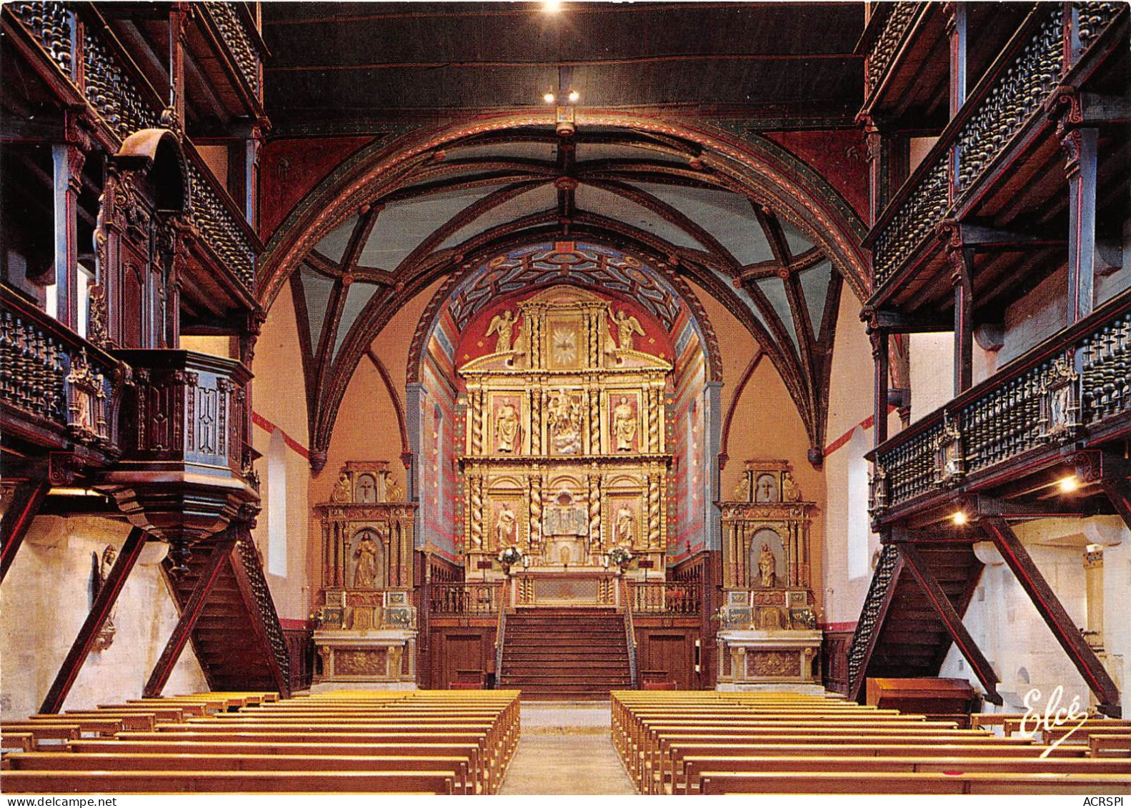 ASCAIN Interieur De L Eglise Avec Son Merveilleux Retable Et Ses Tribunes Typiques 14 (scan Recto-verso) MA605 - Ascain