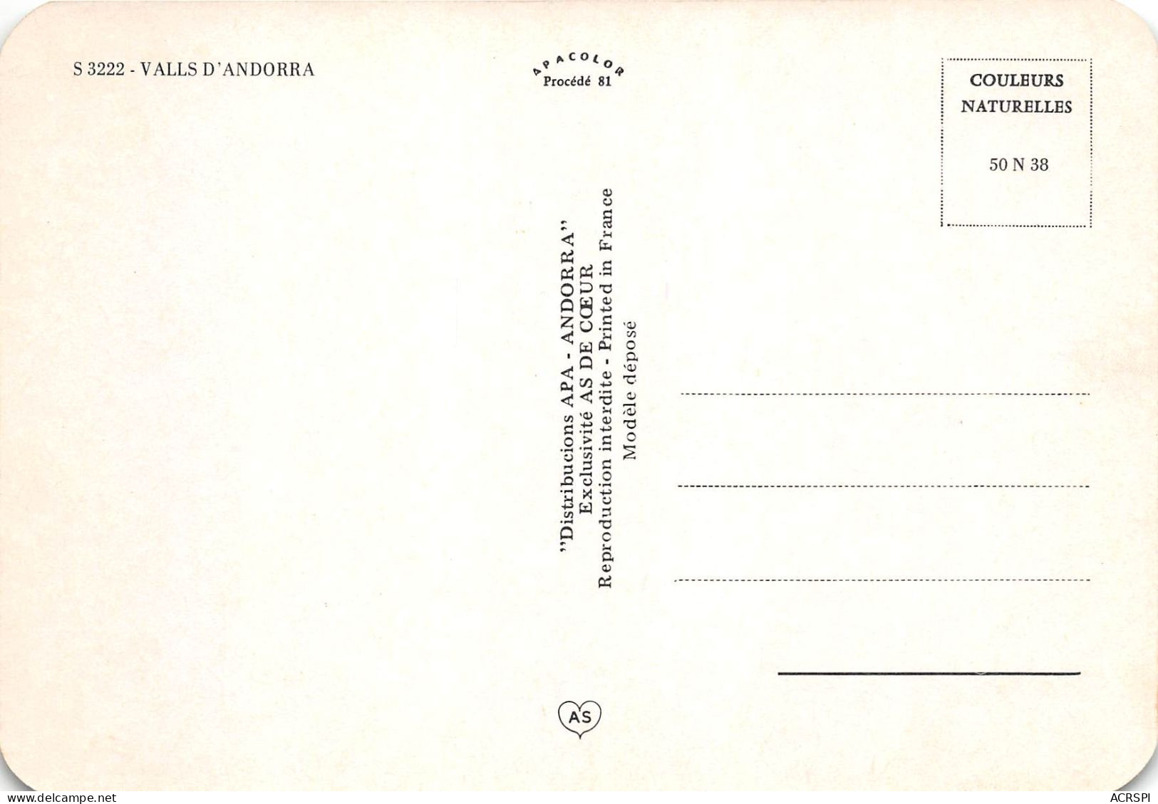 VALLS D ANDORRA Clin D Oeil Sur Andorre 12(scan Recto-verso) MA603 - Andorre
