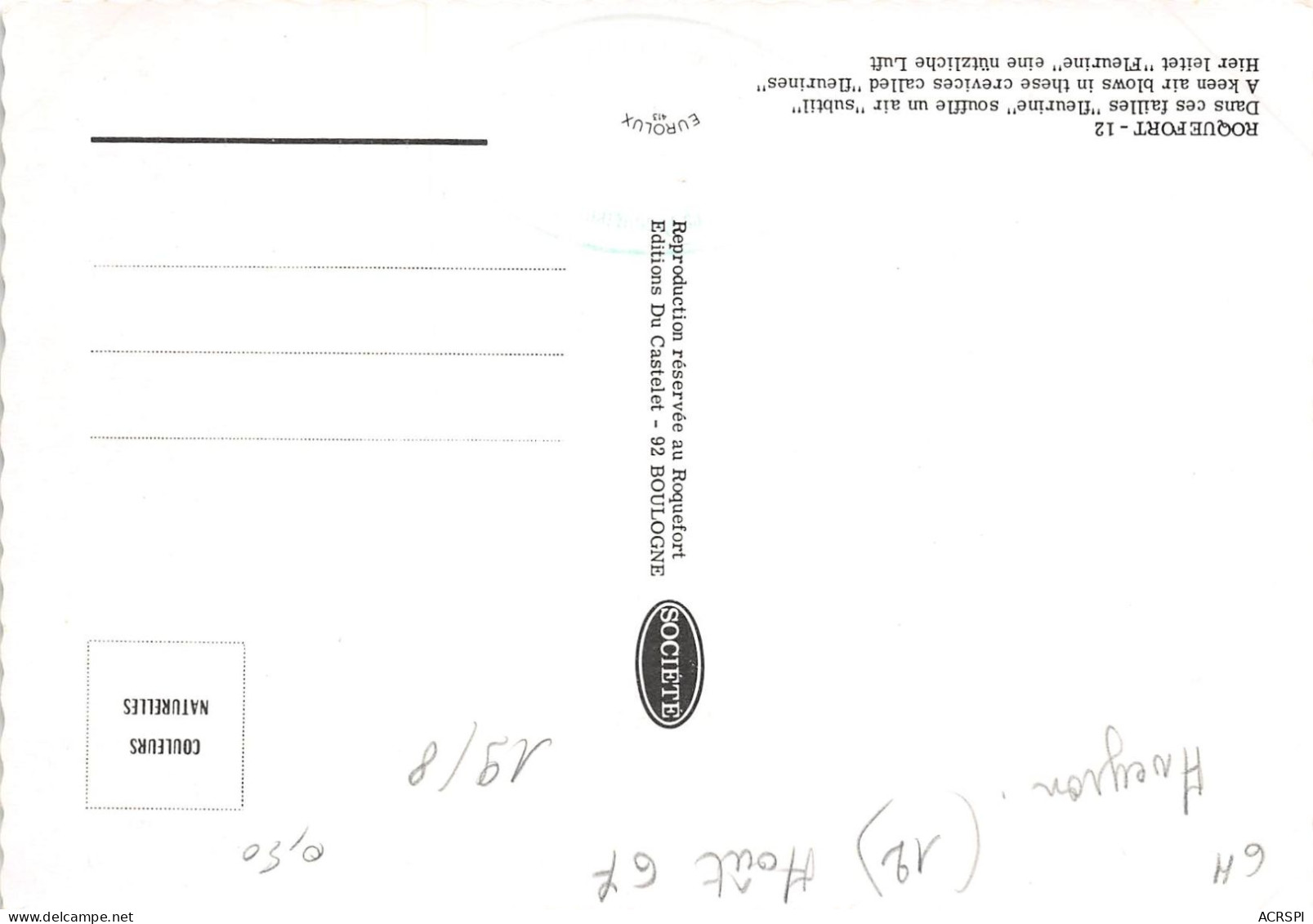 ROQUEFORT Dans Ces Failles Fleurine Souffle Un Air Subtil 13(scan Recto-verso) MA602 - Roquefort