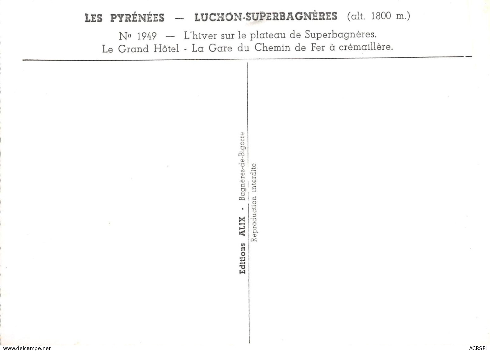 LUCHON SUPERBAGNERES Alt 1800m L Hiver Sur Le Plateau De Superbagneres Le Grand Hotel La Gare 13(scan Recto-verso) MA633 - Superbagneres