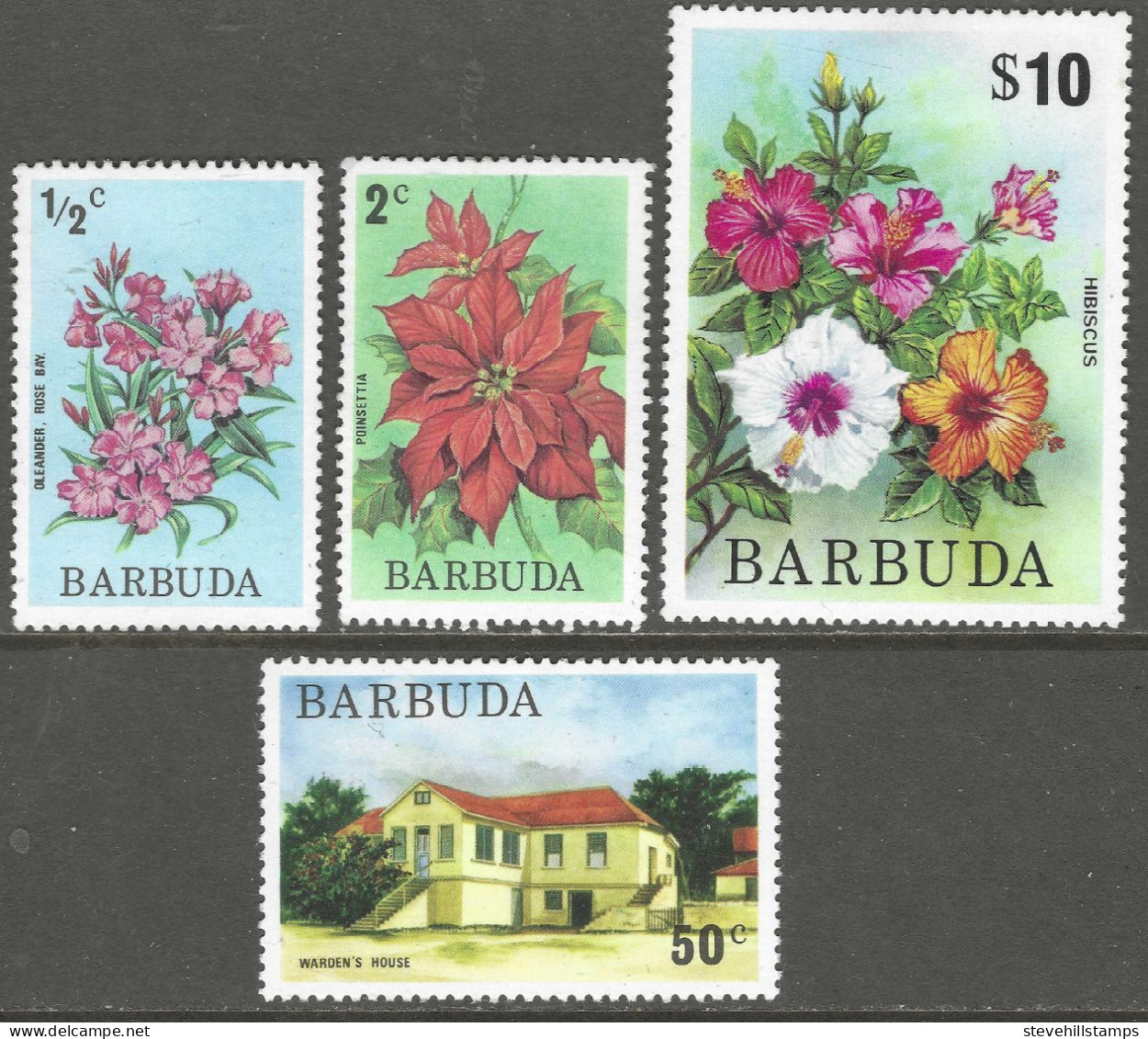 Barbuda. 1974 Definitives. 4 MH Values To $10 (½c, 2c, 50c, $10). SG 181etc. M4064 - Barbuda (...-1981)