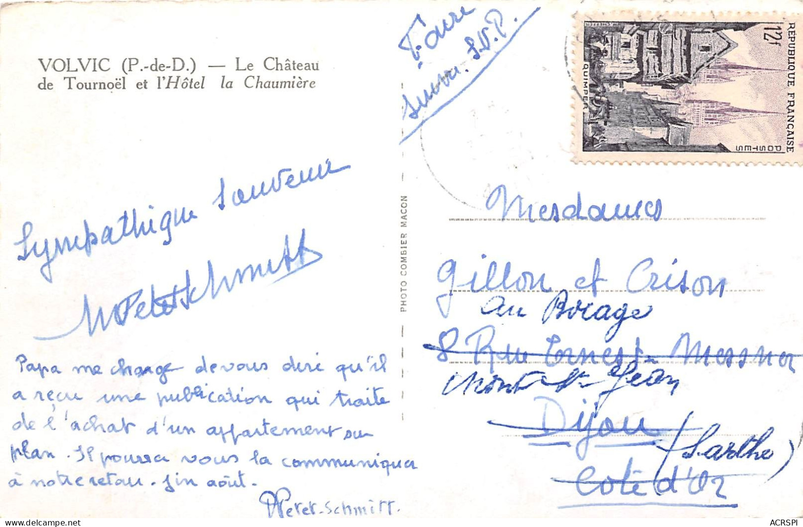 VOLVIC Le Chateau De Tournoel Et L Hotel La Chaumiere 24(scan Recto-verso) MA664 - Volvic