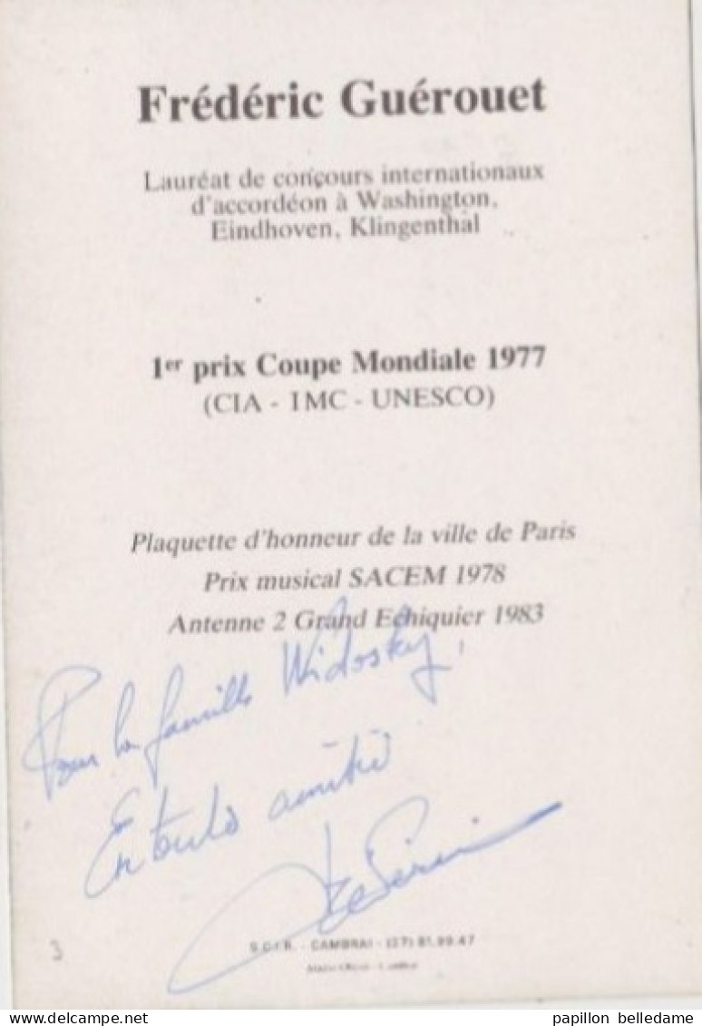 Accordéon Frédéric Guérouet  Autographe - Autogramme