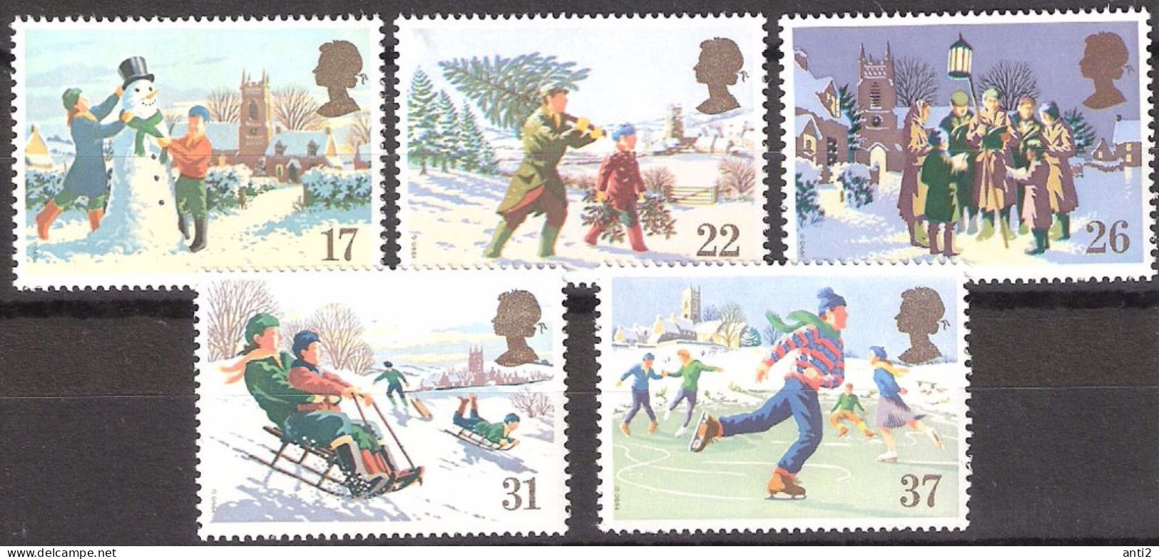 Great Britain  1990 Christmas: Village Christmas Scenes  Mi   1300-1304 MNH(**) - Neufs