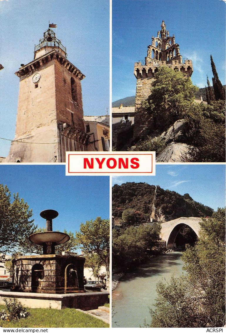 NYONS Notre Dame De Bon Secours Le Pont Roman Le Clocher Fontaine De La Place 14(scan Recto-verso) MA692 - Nyons