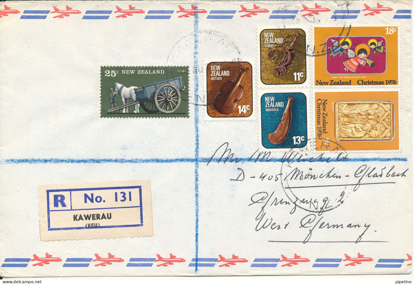 New Zealand Registered Air Mail Cover Sent To Germany 20-11-1978 (traces Of Gluing On The Back Side Of The Cover) - Luftpost