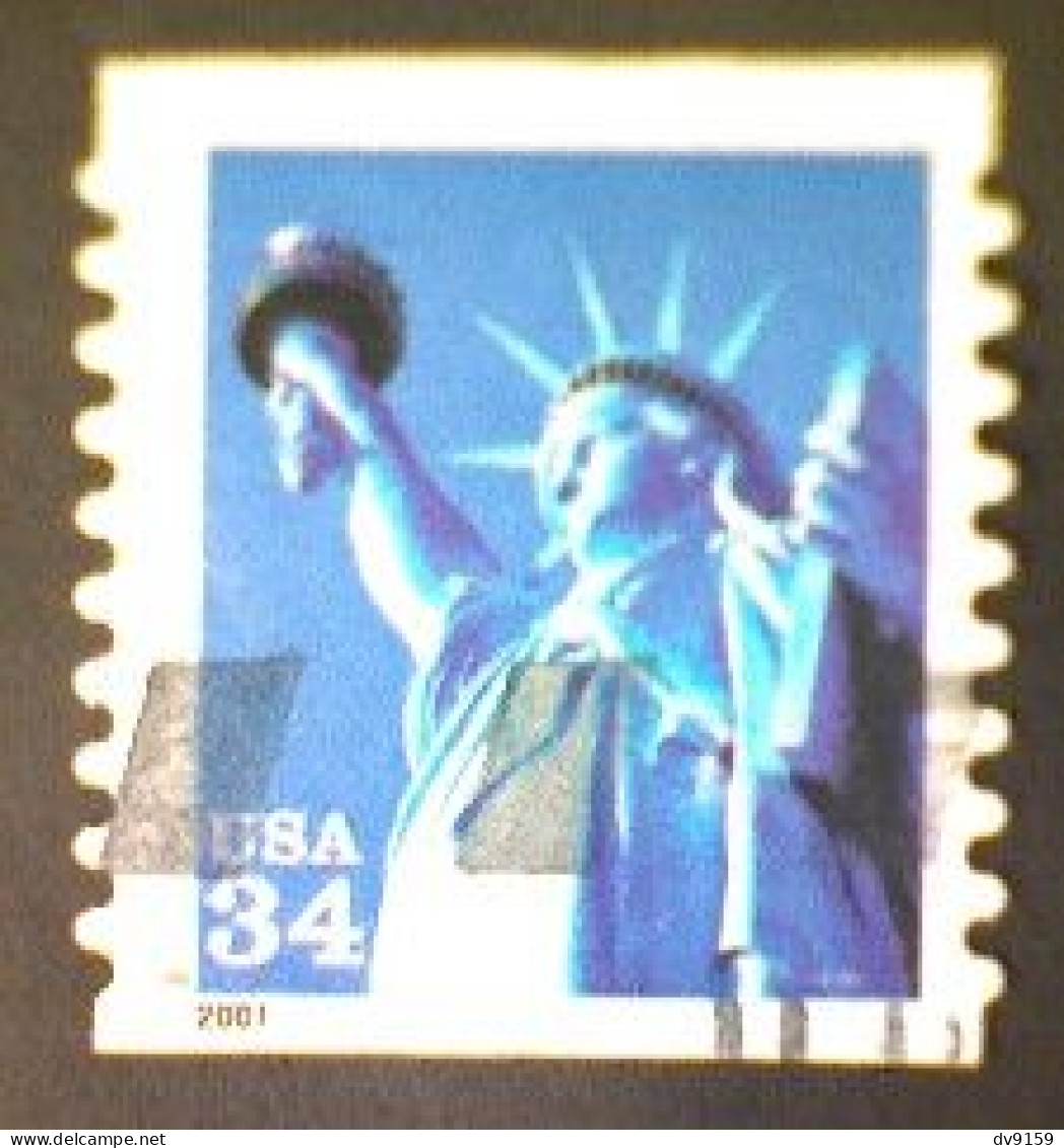 United States, Scott #3485, Used(o) Coil, 2001, Statue Of Liberty Definitive, 34¢, Blue, Black, And Silver - Usati