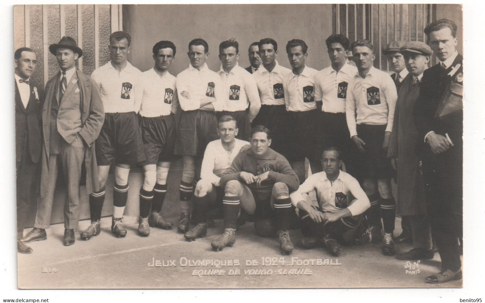 CARTE-PHOTO De L'équipe De Football De YOUGOSLAVIE Au Jeux Olympiques De 1924. - Calcio