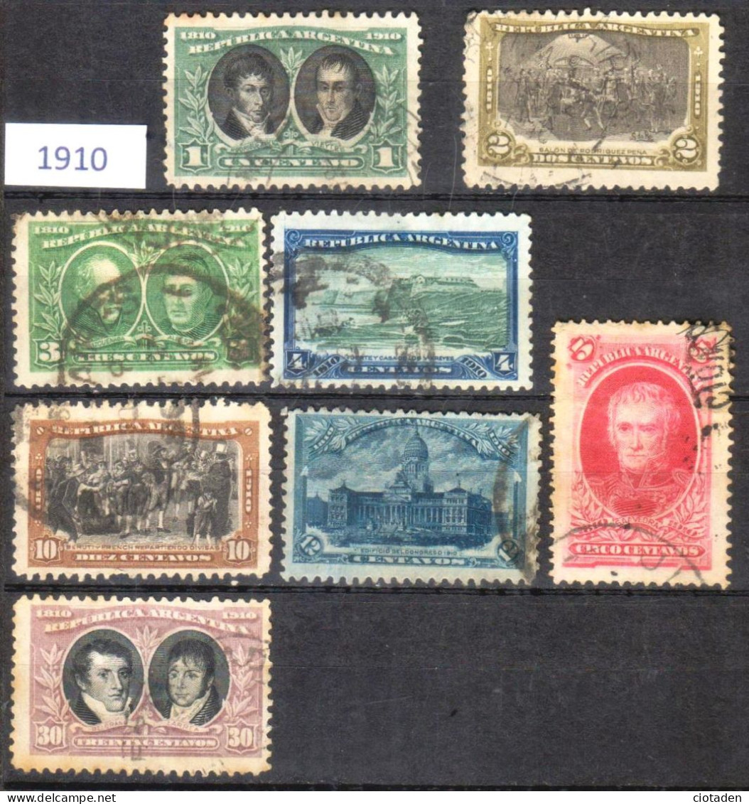 Argentine - 1910 100° Anniversaire De La Révolution - 8 Timbres - Used Stamps