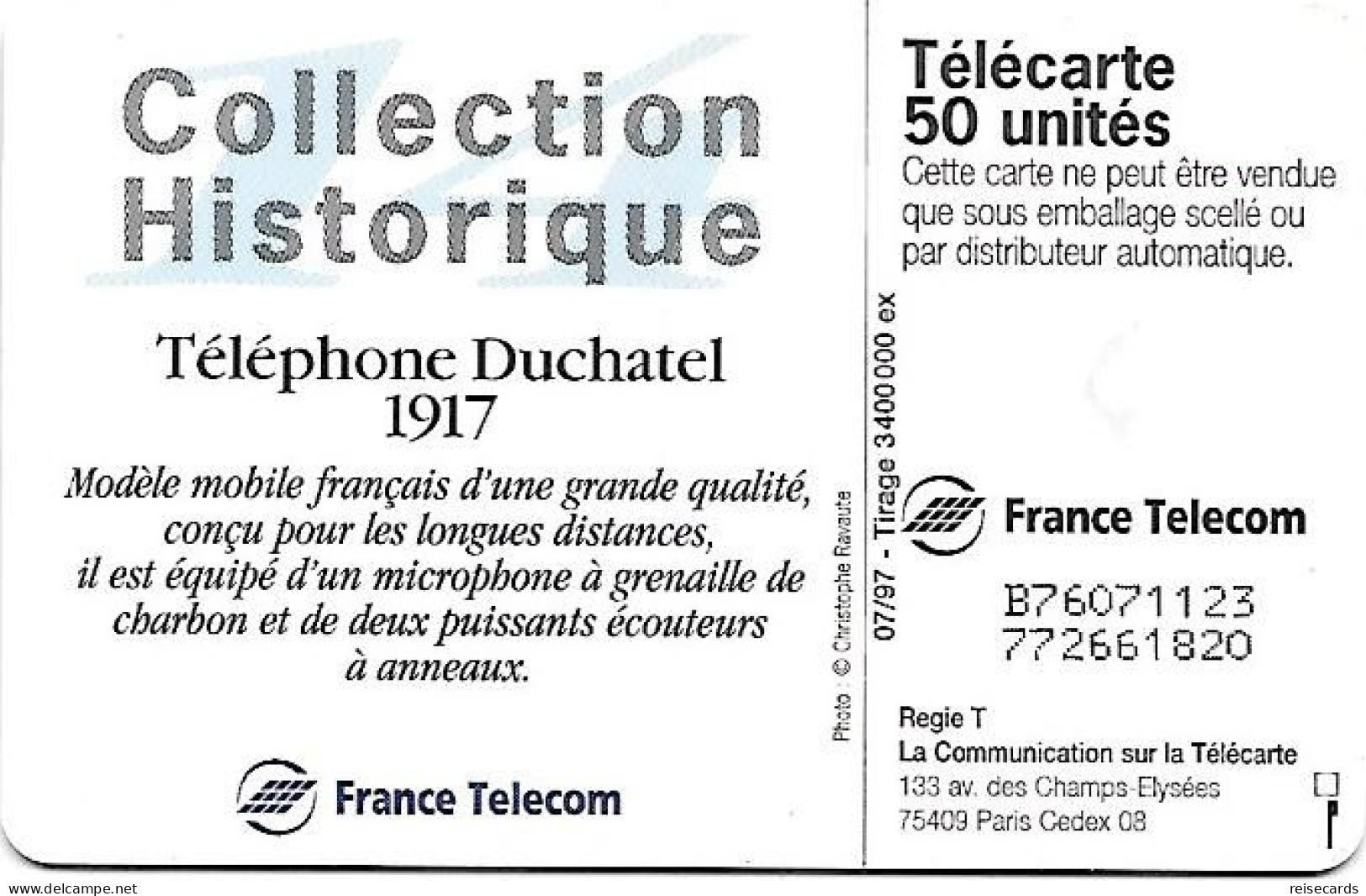 France: France Telecom 07/97 F764 Téléphone Duchatel 1917 - 1997