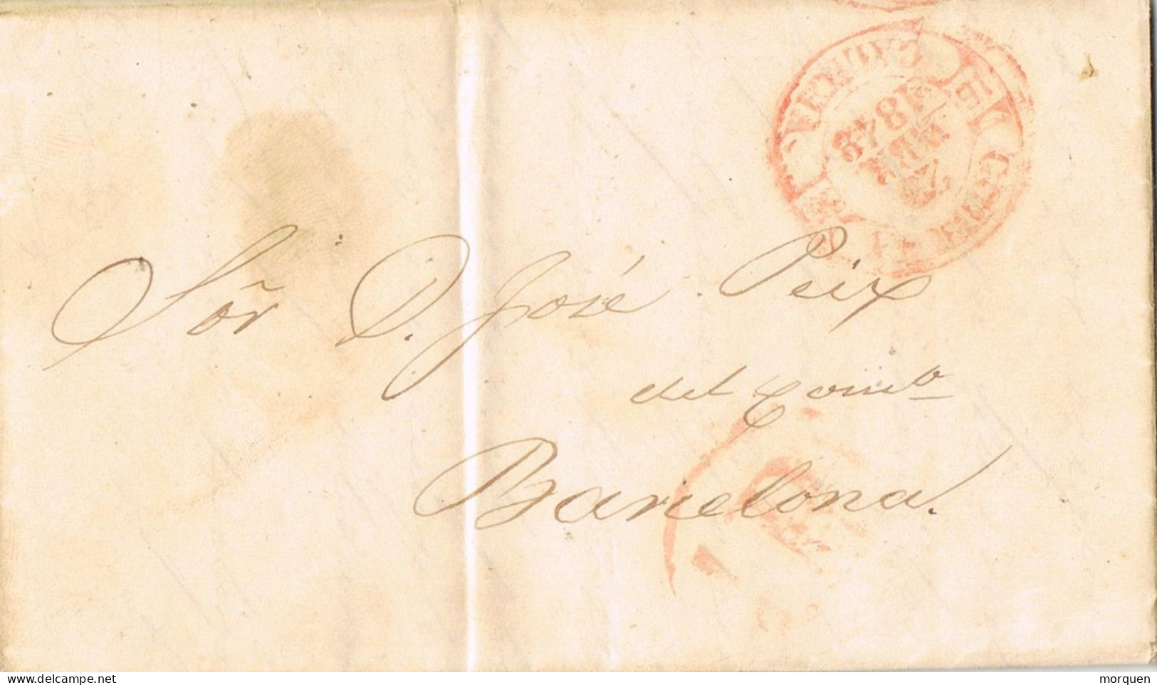54780. Carta Entera CORUÑA 1849. Fechador Baeza Y Porteo 1 Real En Circulo - ...-1850 Vorphilatelie