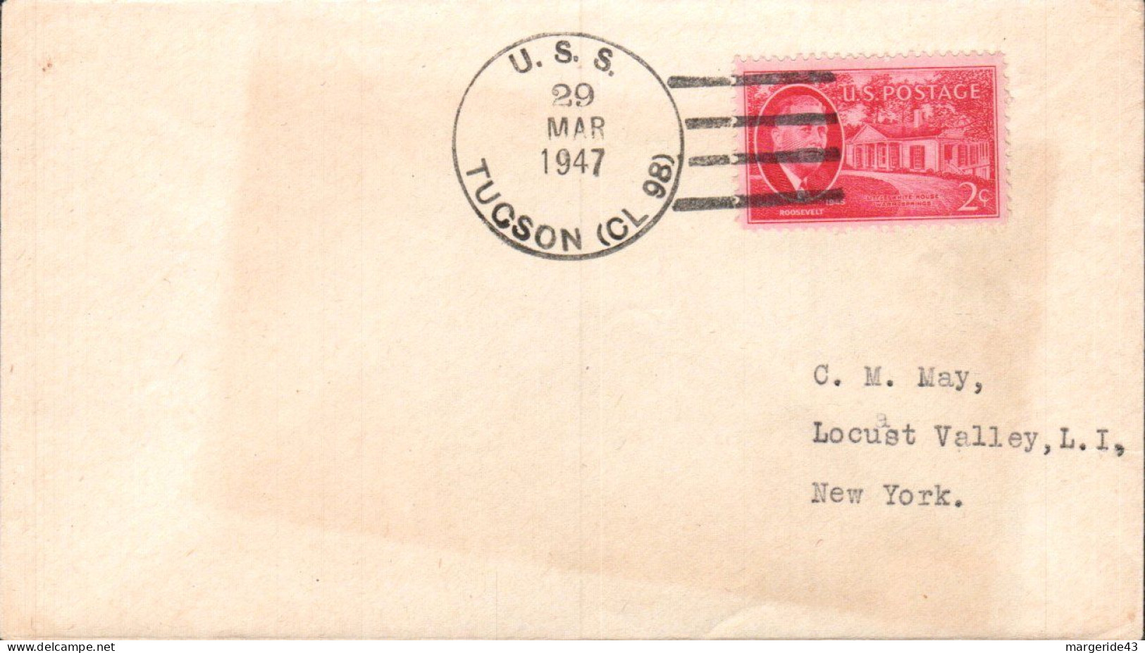 USA ETATS UNIS PLI DU NAVIRE U S S TUCSON 1947 - Lettres & Documents