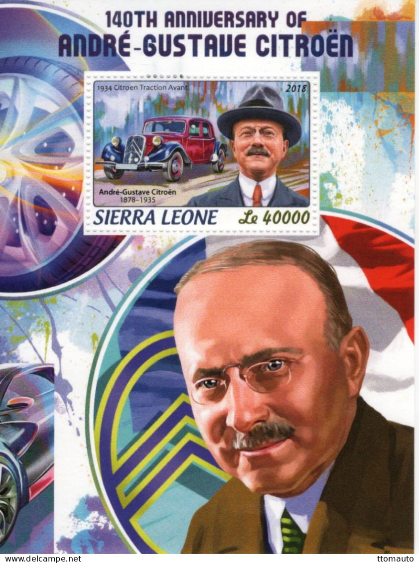 André-Gustave Citroen  - 140th Anniversary - Citroen Traction Avant -  Sierra Leone 1v Sheet MNH/Mint/Neuf - Cars