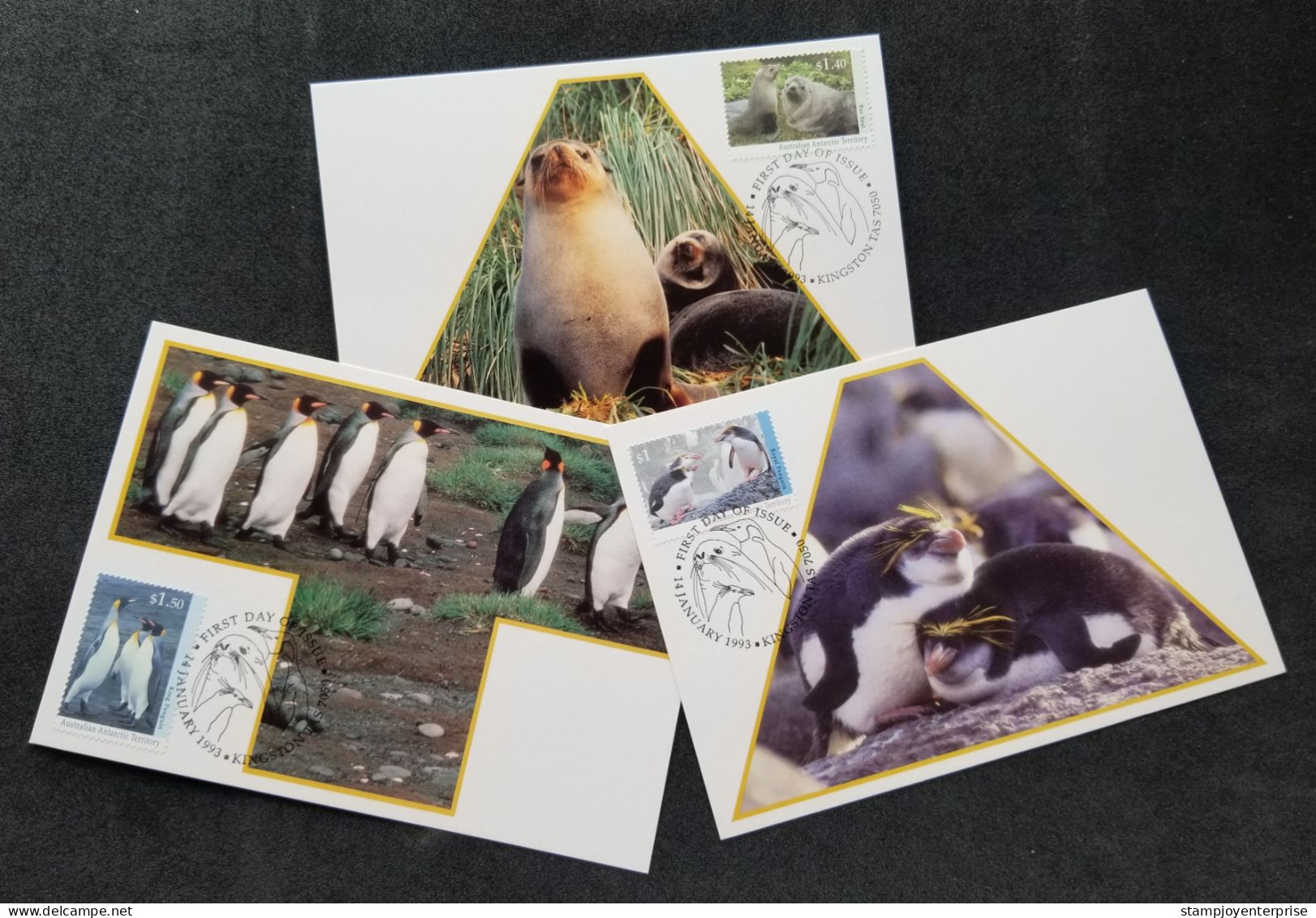 Australia Antarctic Territory Regional Wildlife 1993 Penguin Seal Penguins (maxicard) - Brieven En Documenten