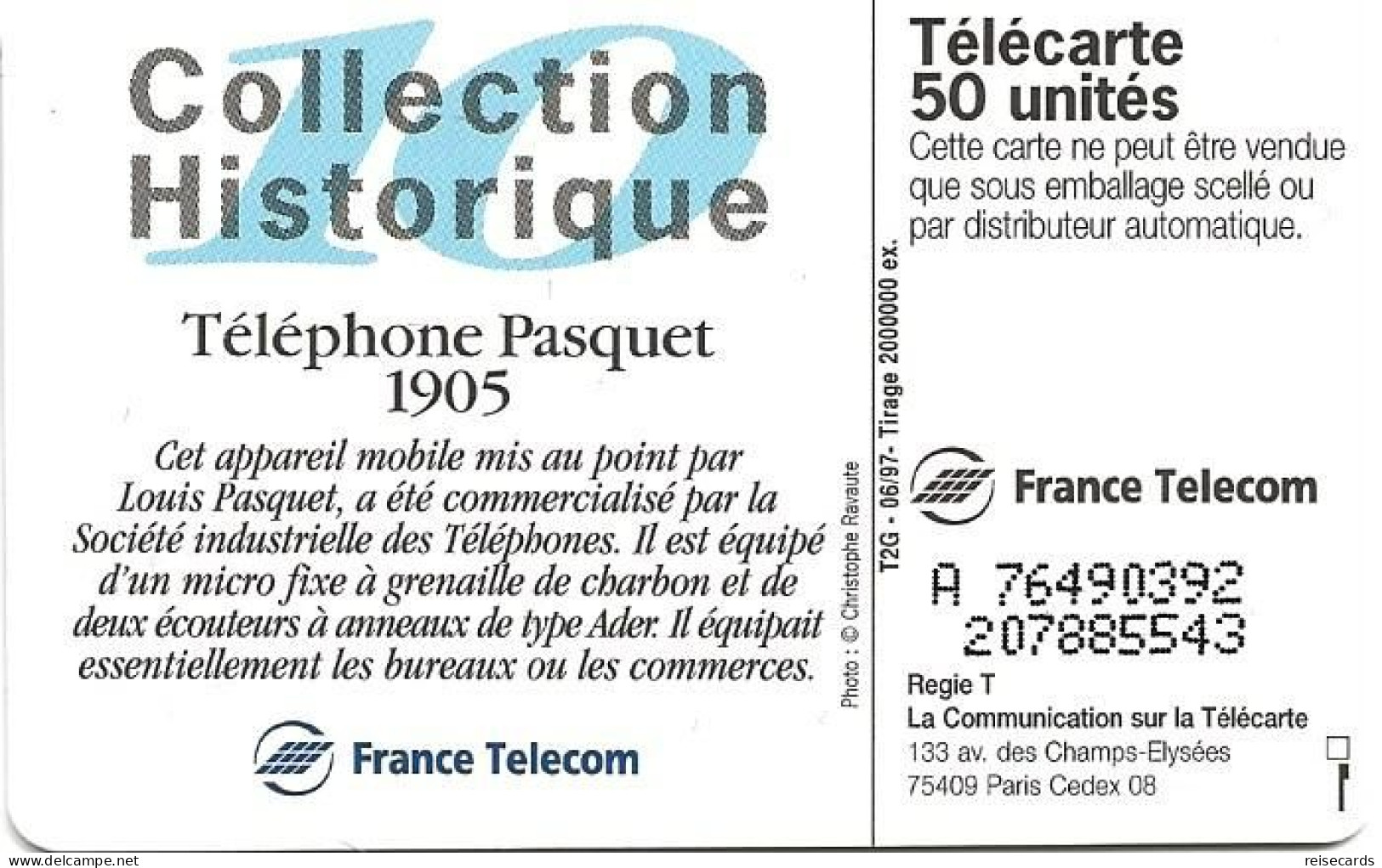 France: France Telecom 06/97 F752 Téléphone Pasquet - 1997