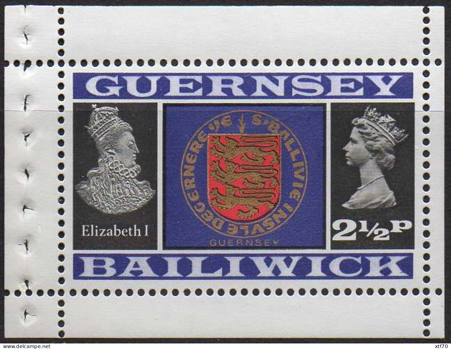 GUERNSEY 1971 2½p Arms Of Guernsey Booklet Stamp - Guernesey