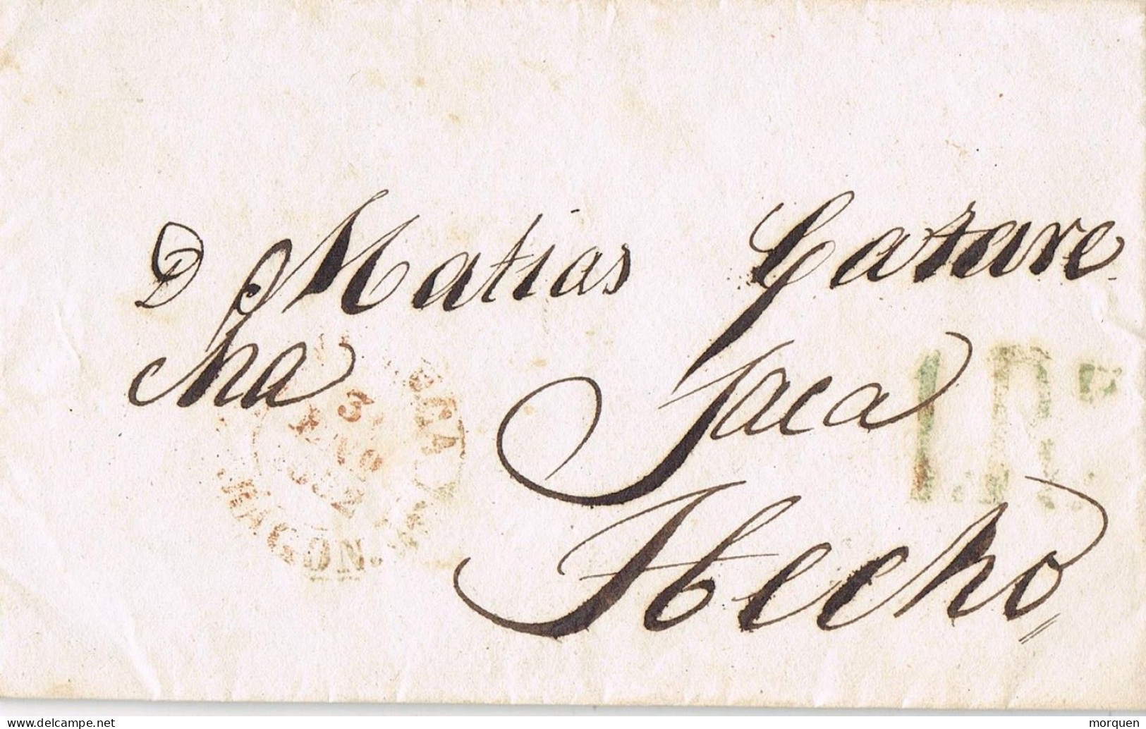 54781. Carta Entera CORUÑA 1852. Fechador Baeza Y Porteo 1 Real - ...-1850 Prephilately