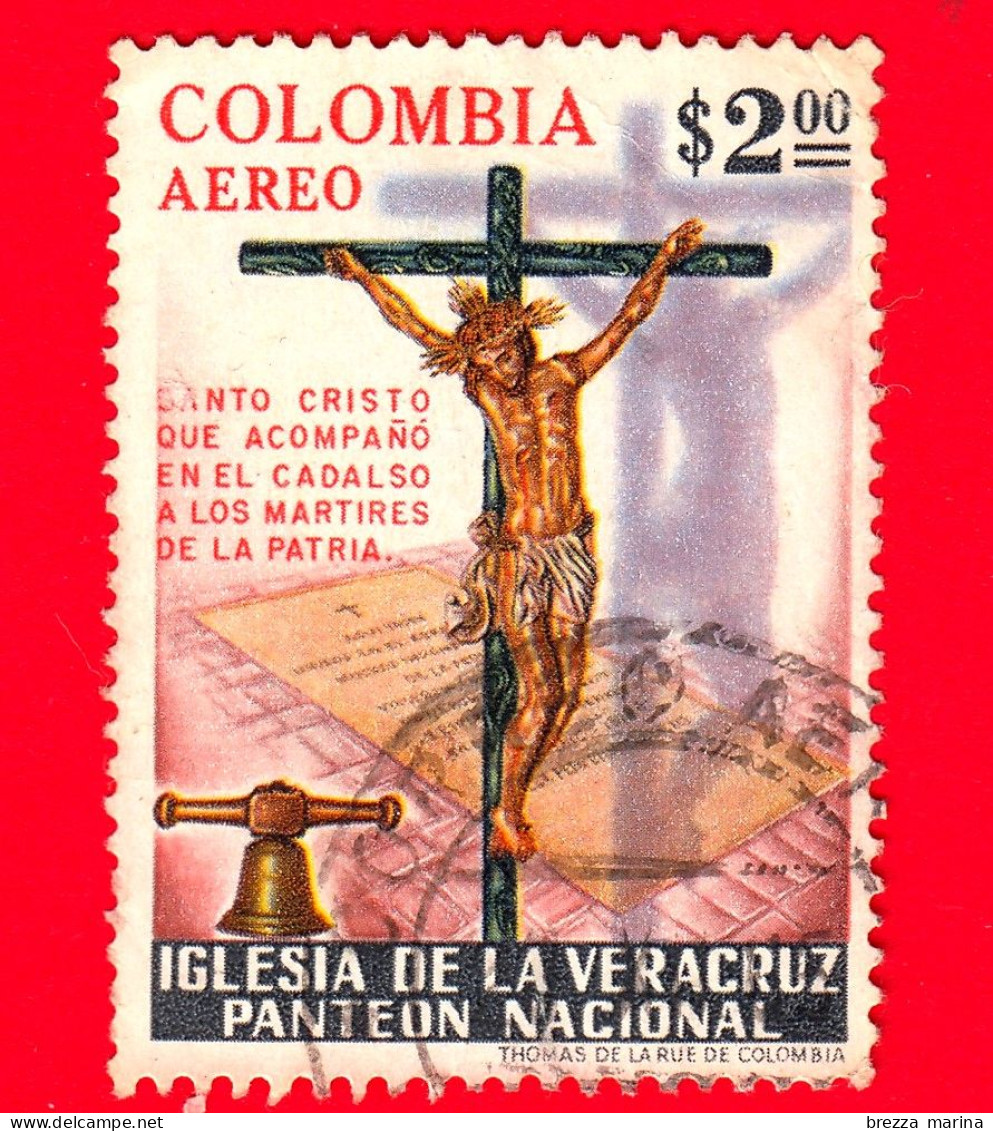 COLOMBIA - Usato -  1964 - Chiesa Di La Veracruz - Panteon Nazionale - Crocifisso - $ 2.00 P.a. - Colombie