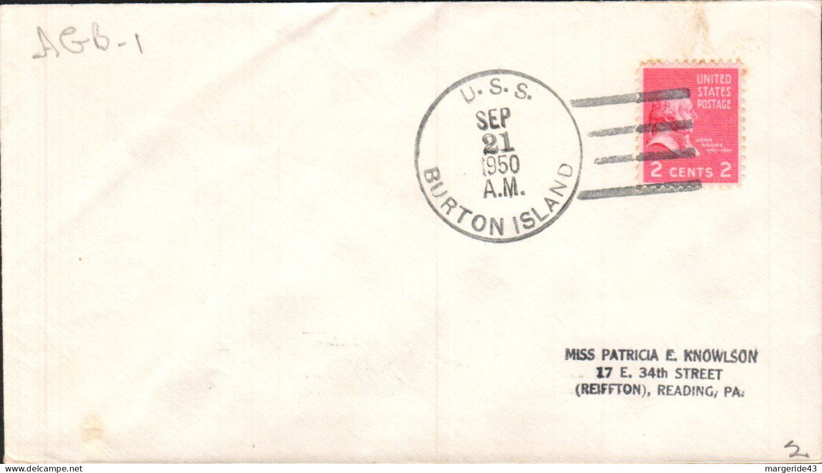 USA ETATS UNIS PLI DU NAVIRE U S S BURTON ISLAND 1950 - Cartas & Documentos