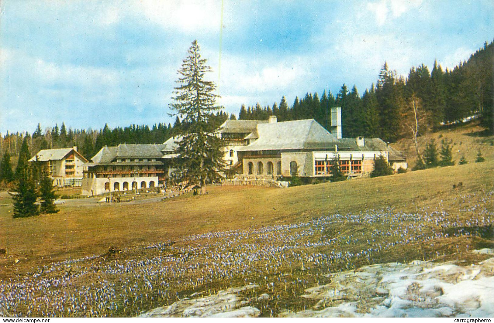 Postcard Romania Poiana Brasov Hotel Sport 1961 Cosmos Stamp - Rumänien