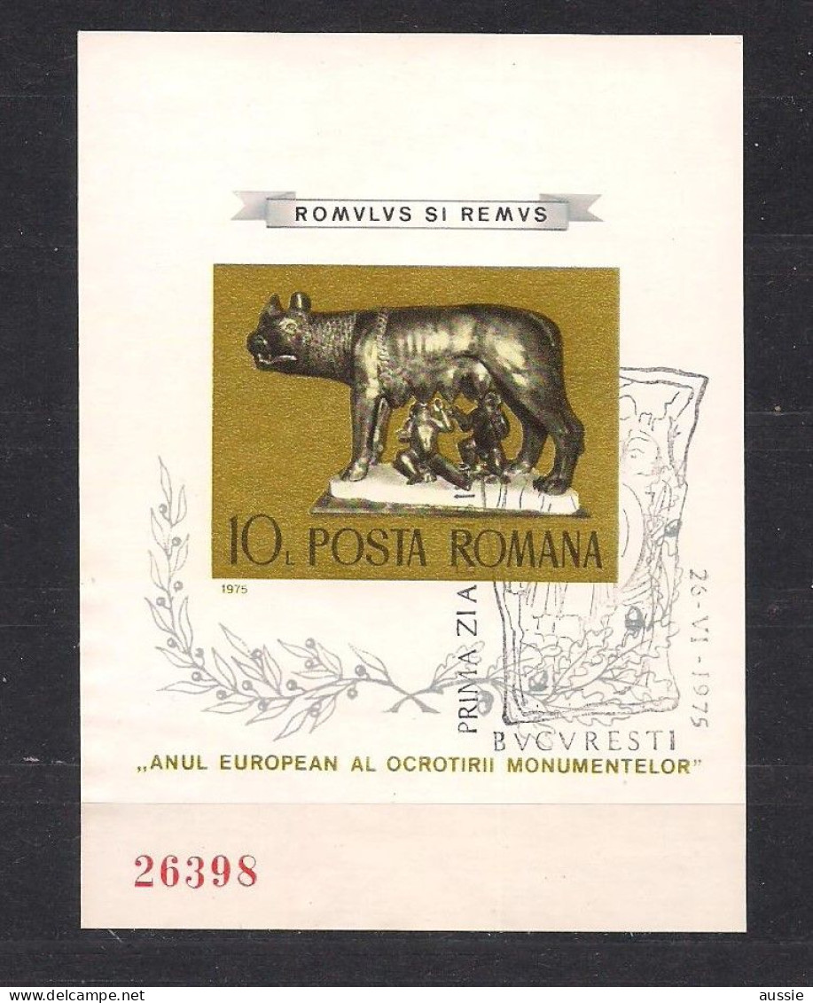 Roumanie Romania 1975 Yvertn° Bloc 119a (°) Oblitéré Sans Gomme Cote 300 € Louve Du Capitole - Blocs-feuillets