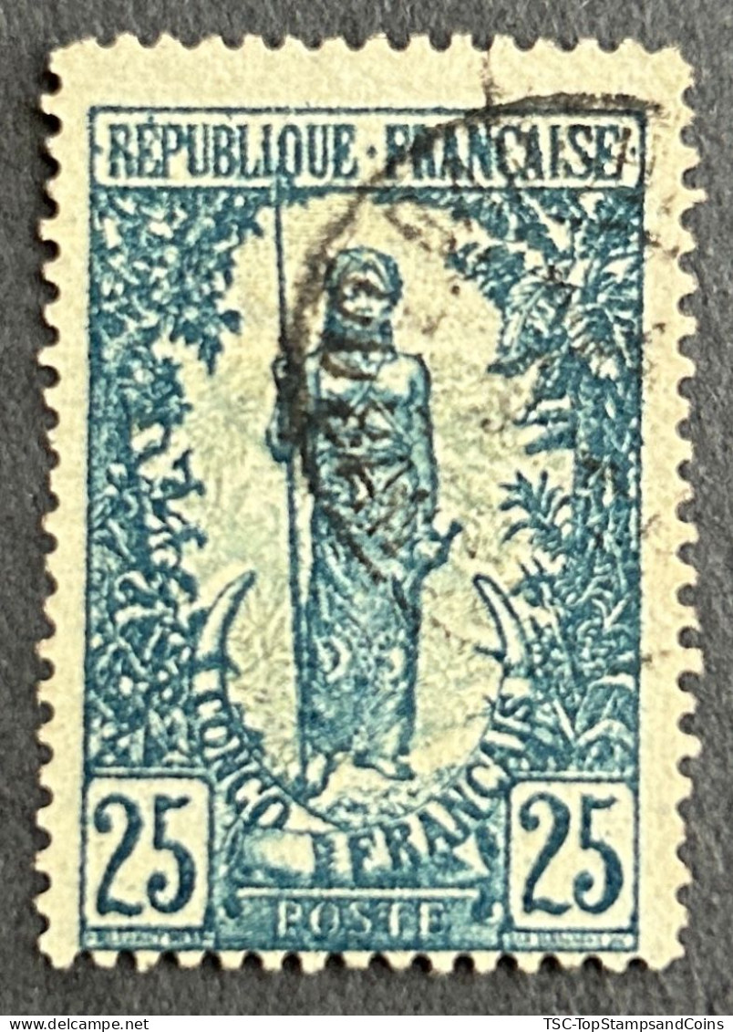 FRCG034U - Bakalois Woman - 25 C Used Stamp - French Congo - 1900 - Gebraucht