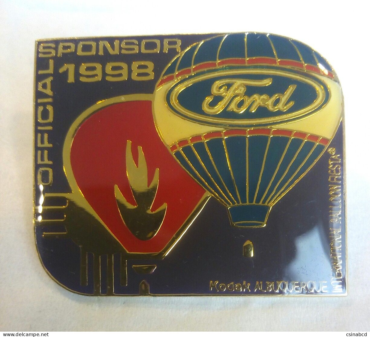 1998 Kodak Albuquerque OFFICIAL SPONSOR FORD International Balloon Fiesta Hot Air Ballon AIBF Pin Badge - Transportation