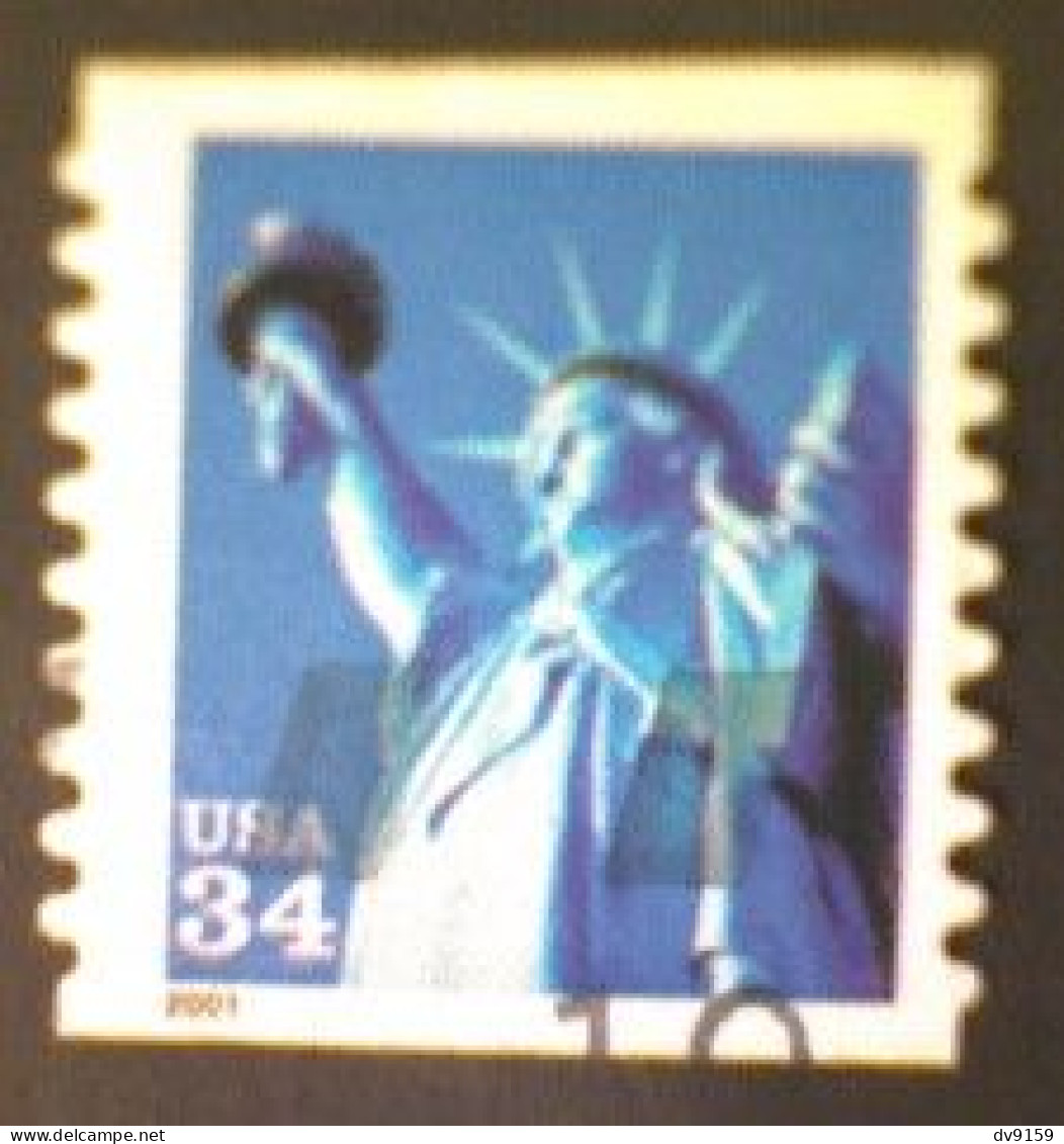 United States, Scott #3485, Used(o) Coil, 2001, Statue Of Liberty Definitive, 34¢, Blue, Black, And Silver - Used Stamps