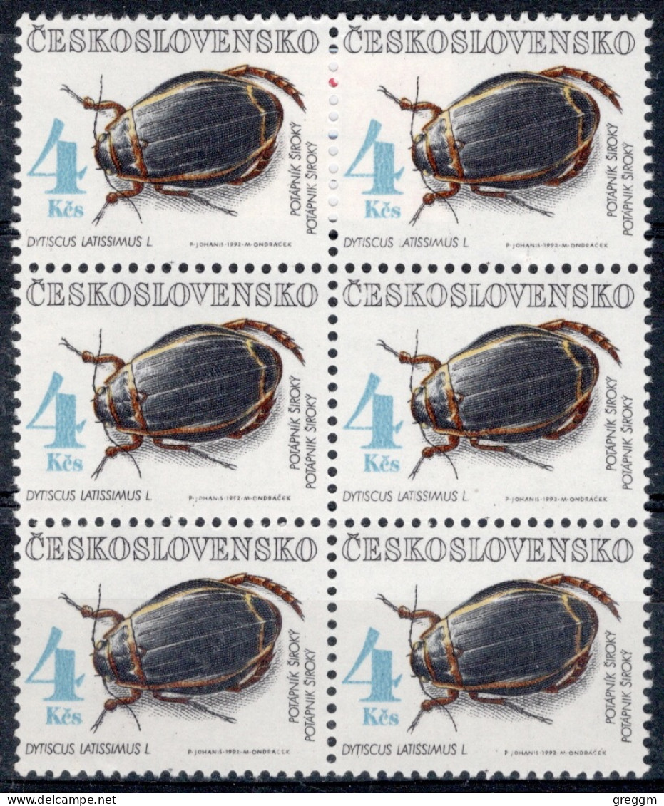 Czechoslovakia 1992 Block Of Six Stamps Beetles In Unmounted Mint - Ungebraucht