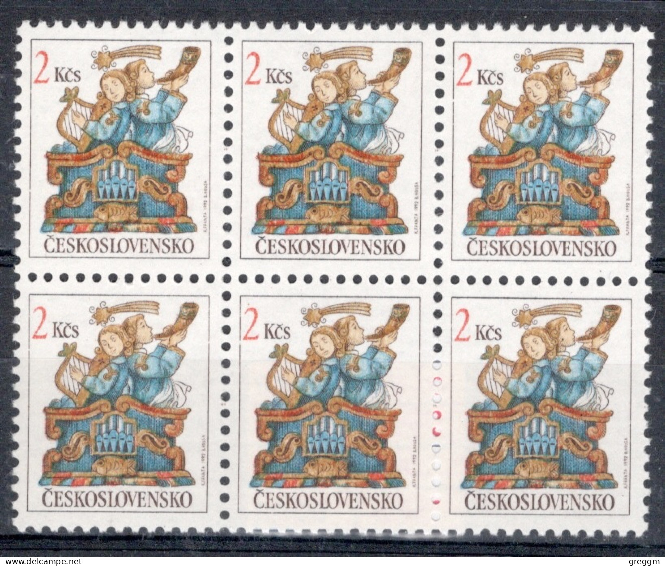 Czechoslovakia 1992 Block Of Six Stamps Christmas In Unmounted Mint - Ongebruikt