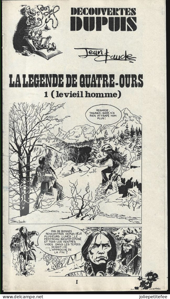 Découverte Dupuis.   MELEGENDE DE QUATRE-OURS. 1 (Le Viel Homme)  -Jean CLAUDE.    N°1944    17/7/1975. - Spirou Magazine