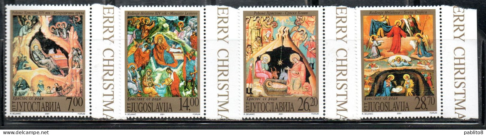 JUGOSLAVIA YUGOSLAVIA 2001 CHRISTMAS NATALE NOEL WEIHNACHTEN NAVIDAD COMPLETE SET SERIE COMPLETA MNH - Unused Stamps