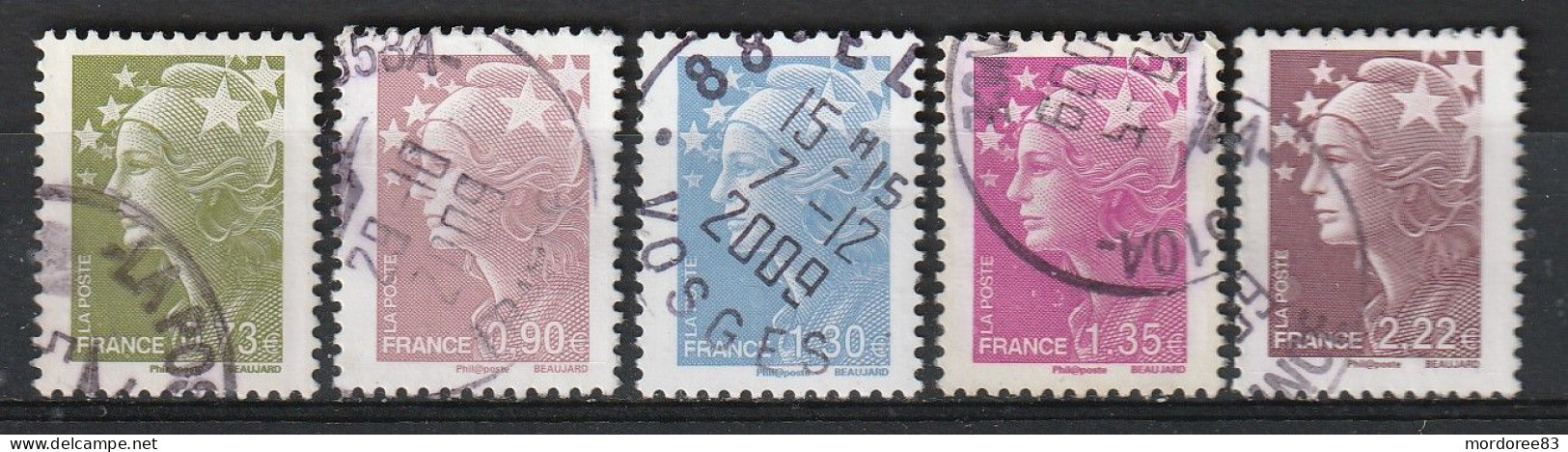 FRANCE 2009 MARIANNE DE BEAUJARD  YT 4342 A 4346 OBLITERE - Used Stamps