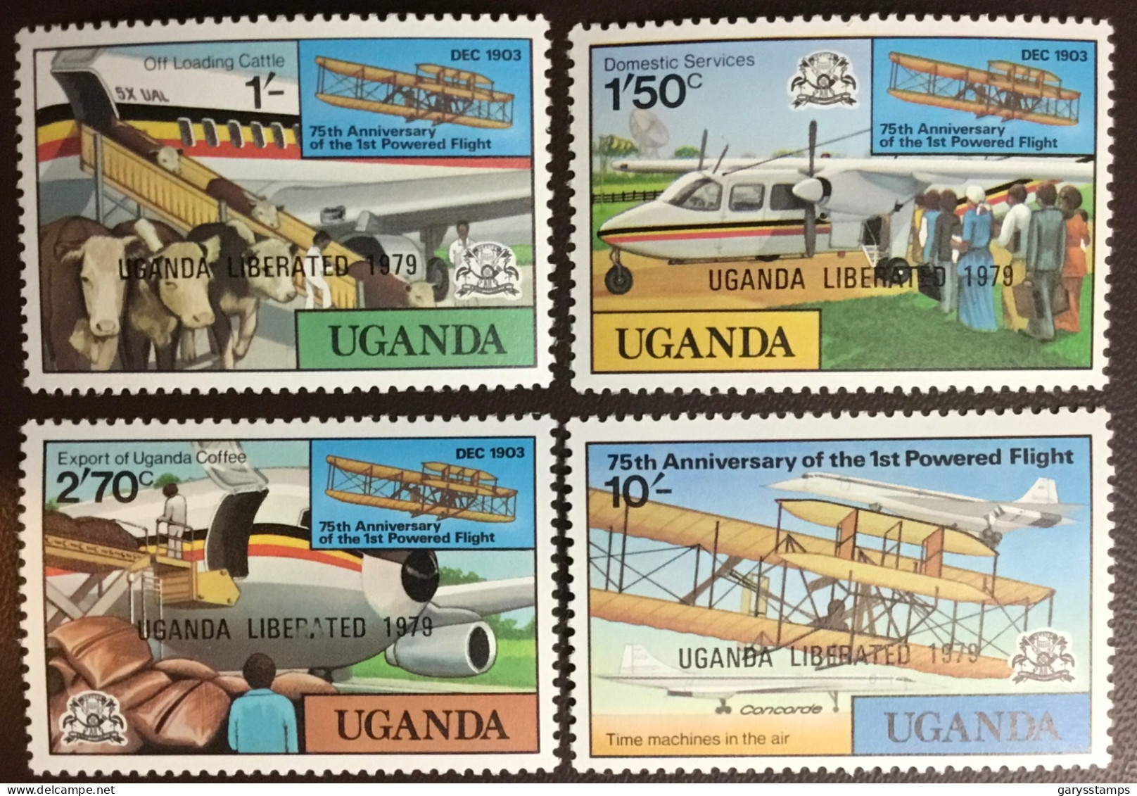 Uganda 1979 Powered Flight Liberated Overprint MNH - Uganda (1962-...)