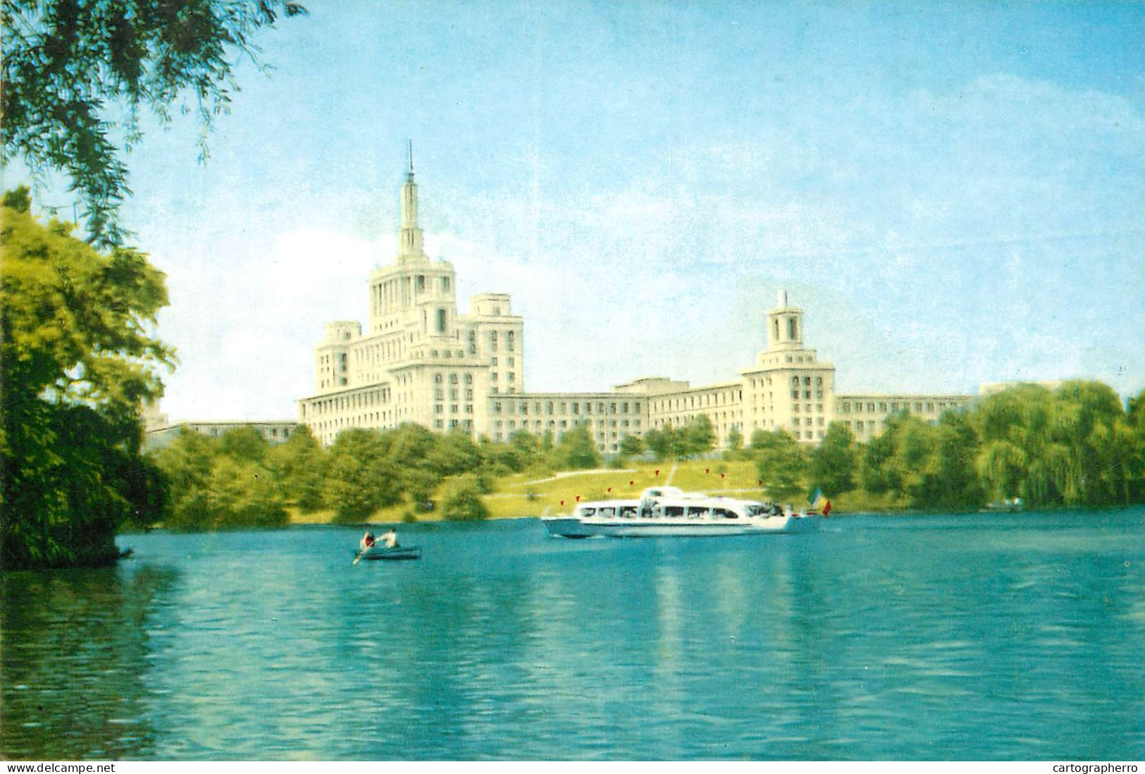 Postcard Romania Bucuresti Lacul Herastrau Si Casa Scanteii - Rumänien