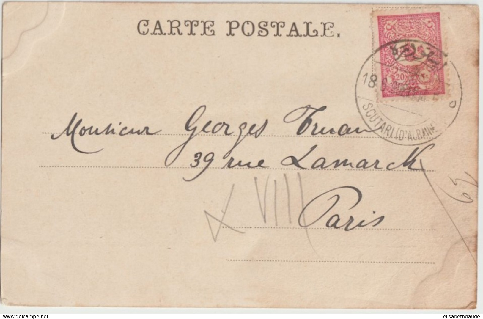 1902 - ALBANIE / OCCUPATION TURQUE - CP De SCUTARI => PARIS - Albania