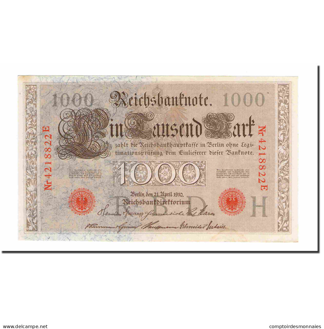 Billet, Allemagne, 1000 Mark, 1910, 1910-04-21, KM:44b, SUP+ - 1.000 Mark