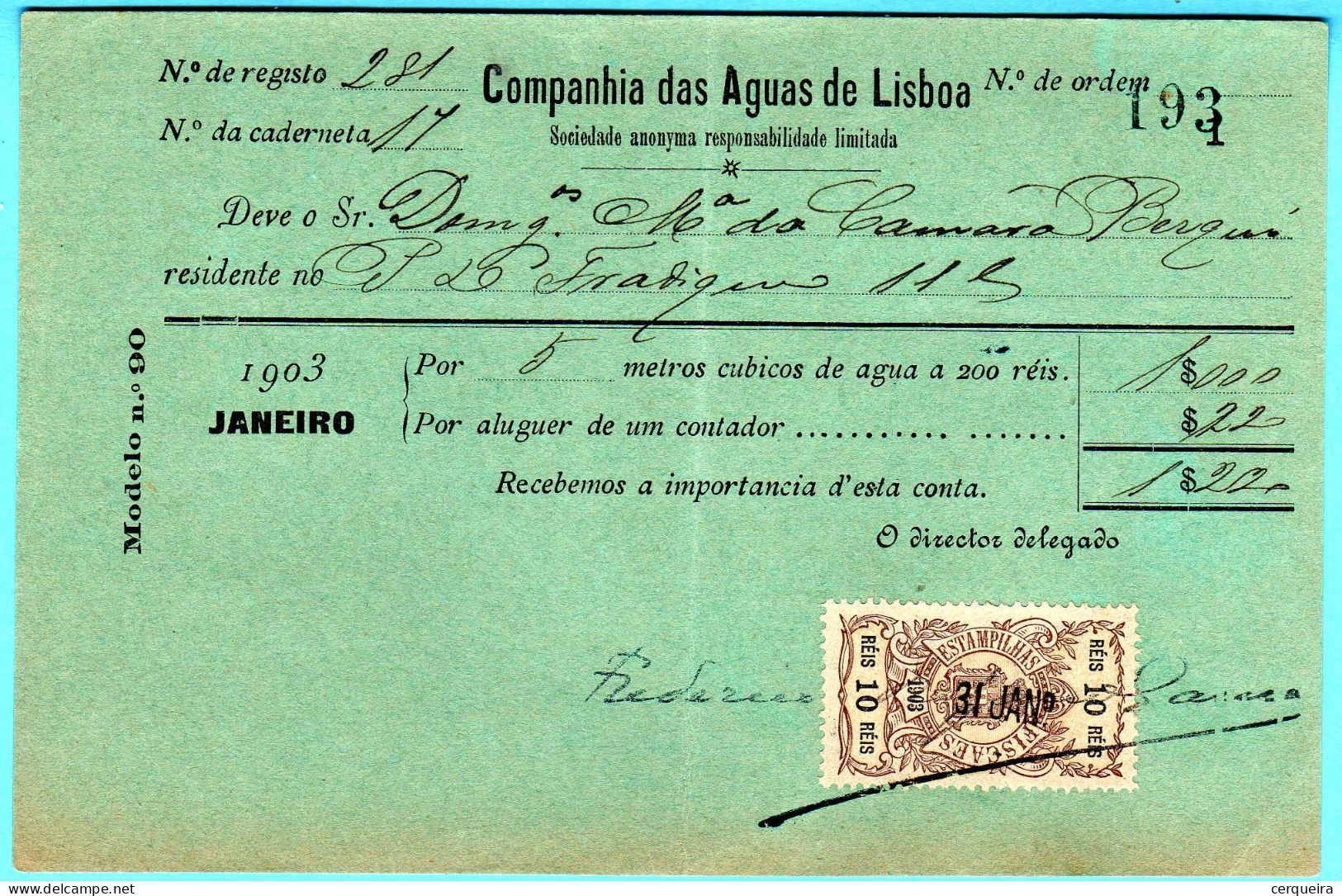 COMPANHIA DAS AGUAS - Lettres & Documents