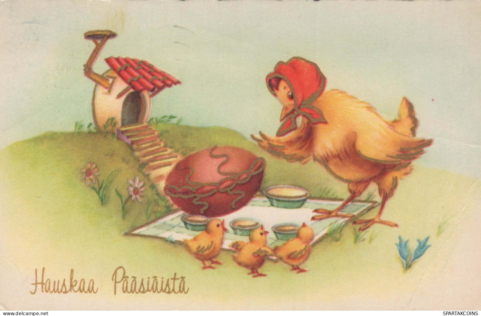 PASCUA POLLO HUEVO Vintage Tarjeta Postal CPA #PKE425.ES - Ostern