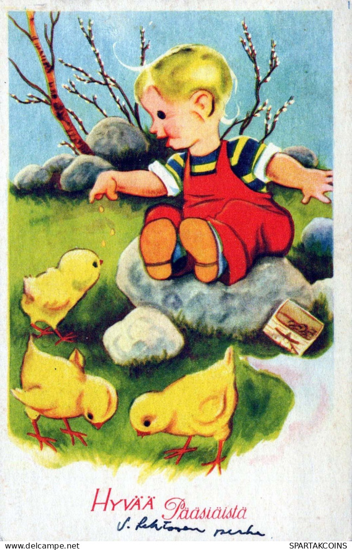 PASCUA NIÑOS HUEVO Vintage Tarjeta Postal CPA #PKE237.ES - Ostern