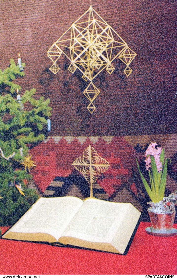 Feliz Año Navidad VELA BIBLIA Vintage Tarjeta Postal CPSMPF #PKD660.ES - Neujahr