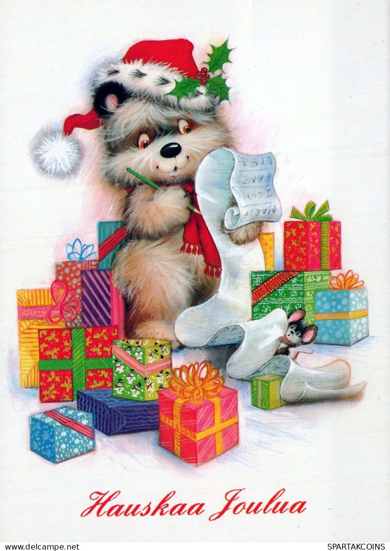 Feliz Año Navidad OSO Animales Vintage Tarjeta Postal CPSM #PBS280.ES - Neujahr