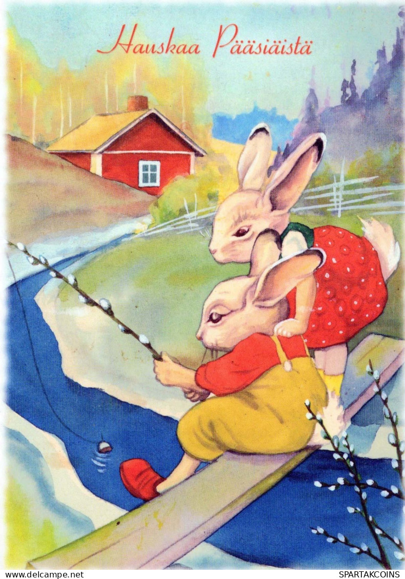 PASCUA CONEJO Vintage Tarjeta Postal CPSM #PBO540.ES - Ostern